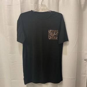 Long sleep shirt with cheetah print pocket